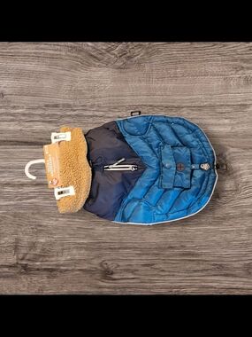 Blue Quilted Dog Puffer Jacket with Sherpa Collar